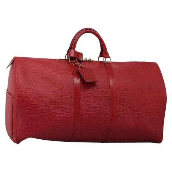 LOUIS VUITTON Epi Keepall 55 Boston Bag Red M42957 LV Auth 117848